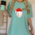 Baseball Christmas Reindeer Santa Hat Sports Player Xmas Women's Comfort Colors T-Shirt Violet