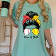 Baseball Mom Softball Mom Of Both Messy Bun Mother's Day Women's Comfort Colors T-Shirt Violet Baseball Mom Softball Mom Of Both Messy Bun Mother's Day Women's Comfort Colors T-Shirt Violet