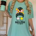 Busy Raising Ballers Softball Messy Bun Baseball Mom Women's Comfort Colors T-Shirt Violet