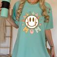 Happy Baseball Mom Groovy Retro Floral Smiling Face Women's Comfort Colors T-Shirt Violet Happy Baseball Mom Groovy Retro Floral Smiling Face Women's Comfort Colors T-Shirt Violet