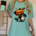 Spooky Halloween Scary Pumpkin Baseball Player Witchy Vibes Women's Comfort Colors T-Shirt Violet Spooky Halloween Scary Pumpkin Baseball Player Witchy Vibes Women's Comfort Colors T-Shirt Violet