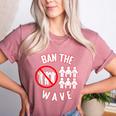 Baseball Ban The Wave Baseball Mom Player Coach Fan Women's Heather T-Shirt Heather Mauve