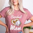 Baseball Mom Grandma Leopard Baseball Lover Fan Women's Heather T-Shirt Heather Mauve