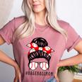 Baseball Mom Leopard Messy Bun Game Day Women's Heather T-Shirt Heather Mauve Baseball Mom Leopard Messy Bun Game Day Women's Heather T-Shirt Heather Mauve