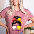 Baseball Mom Softball Mom Of Both Messy Bun Mother's Day Women's Heather T-Shirt Heather Mauve Baseball Mom Softball Mom Of Both Messy Bun Mother's Day Women's Heather T-Shirt Heather Mauve
