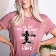 Baseball Mom My Son Will Be Waiting For You At Home Premium Tri-Blend Women's Heather T-Shirt Heather Mauve