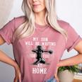 Baseball Mom My Son Will Be Waiting For You At Home Women's Heather T-Shirt Heather Mauve