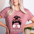 Busy Raising Ballers Messy Bun Funny Baseball Mom Women's Heather T-Shirt Heather Mauve Busy Raising Ballers Messy Bun Funny Baseball Mom Women's Heather T-Shirt Heather Mauve