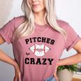 Pitches Be Crazy Baseball Moms Softball Players Hey Batter Women's Heather T-Shirt Heather Mauve Pitches Be Crazy Baseball Moms Softball Players Hey Batter Women's Heather T-Shirt Heather Mauve