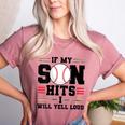 If My Son Hits I Will Yell Loud Baseball Mom Women's Heather T-Shirt Heather Mauve If My Son Hits I Will Yell Loud Baseball Mom Women's Heather T-Shirt Heather Mauve