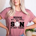 Warning Will Yell Loudly My Son Baseball Mom Women's Heather T-Shirt Heather Mauve