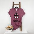 Baseball Momster Messy Bun Skull Mom For Women Halloween Women's Heather T-Shirt Heather Maroon