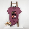 Mom Of Ballers Messy Bun Football Mom Baseball Mom Of Both Women's Heather T-Shirt Heather Maroon