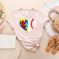 Autism Baseball Heart Autism Puzzle Baseball Mom Women's Heather T-Shirt Heather Peach Autism Baseball Heart Autism Puzzle Baseball Mom Women's Heather T-Shirt Heather Peach