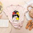 Baseball Mom Softball Mom Of Both Messy Bun Mother's Day Women's Heather T-Shirt Heather Peach Baseball Mom Softball Mom Of Both Messy Bun Mother's Day Women's Heather T-Shirt Heather Peach