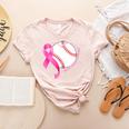 Breast Cancer Awareness Baseball Mom Women's Heather T-Shirt Heather Peach Breast Cancer Awareness Baseball Mom Women's Heather T-Shirt Heather Peach