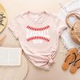 Cute Baseball Mom Laces Little League Women's Mother's Day Women's Heather T-Shirt Heather Peach