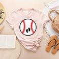 Pregnant Baseball Mom Pregnancy Announcement Baby Feet Belly Women's Heather T-Shirt Heather Peach