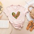 Softball Baseball Mom Valentine Leopard Heart Mother's Day Women's Heather T-Shirt Heather Peach