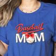 Baseball Mom Coquette Pink Bow Baseball Mama Premium Women's Heather T-Shirt Heather True Royal