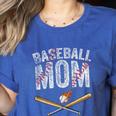 Baseball Mom Crossed Bats With Ball On Fire Distressed Women's Heather T-Shirt Heather True Royal Baseball Mom Crossed Bats With Ball On Fire Distressed Women's Heather T-Shirt Heather True Royal