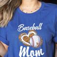 Baseball Mom Grandma Leopard Baseball Lover Fan Women's Heather T-Shirt Heather True Royal