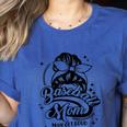 Baseball Mom May Get Loud Messy Bun Mother's Day Women's Heather T-Shirt Heather True Royal