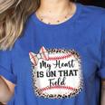 Cute Baseball Mom My Heart On That Field Sister Girl Toddler Women's Heather T-Shirt Heather True Royal