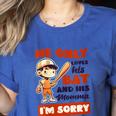Loves Bat And His Momma Baseball Mom Women's Heather T-Shirt Heather True Royal Loves Bat And His Momma Baseball Mom Women's Heather T-Shirt Heather True Royal