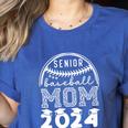 Senior Baseball MOM 2024 Graduation Caps Women's Heather T-Shirt Heather True Royal