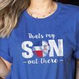 Thats My Son Out There For a Dominican Baseball Mom Women's Heather T-Shirt Heather True Royal