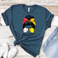 Baseball Mom Softball Mom Of Both Messy Bun Mother's Day Women's Heather T-Shirt Heather Deep Teal Baseball Mom Softball Mom Of Both Messy Bun Mother's Day Women's Heather T-Shirt Heather Deep Teal