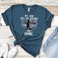 Baseball Mom My Son Will Be Waiting For You At Home Women's Heather T-Shirt Heather Deep Teal