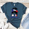 French Baseball Mom France Messy Bun Women's Heather T-Shirt Heather Deep Teal French Baseball Mom France Messy Bun Women's Heather T-Shirt Heather Deep Teal