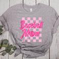 Baseball Mom And Pink Grid Sports Mother Mama Player Women's Heather T-Shirt Athletic Heather