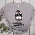 Baseball Momster Messy Bun Skull Mom For Women Halloween Women's Heather T-Shirt Athletic Heather