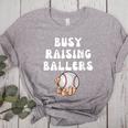 Busy Raising Ballers Baseball Mom Groovy Mother Day Women's Heather T-Shirt Athletic Heather