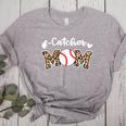 Catcher Mom Baseball Mom Leopard Game Day Women's Heather T-Shirt Athletic Heather