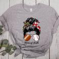 Football Mom Baseball Mom Of Both Messy Bun Mother's Day Women's Heather T-Shirt Athletic Heather Football Mom Baseball Mom Of Both Messy Bun Mother's Day Women's Heather T-Shirt Athletic Heather