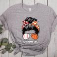 Grandma Life Basketball And Baseball Mom Funny Women's Heather T-Shirt Athletic Heather