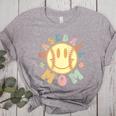 Groovy Retro Floral Happy Smiling Face Baseball Mom Women's Heather T-Shirt Athletic Heather Groovy Retro Floral Happy Smiling Face Baseball Mom Women's Heather T-Shirt Athletic Heather