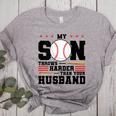 My Son Throws Harder Than Your Husband Baseball Mom Women's Heather T-Shirt Athletic Heather