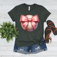 Baseball Mom Coquette Pink Bow Baseball Mom Women's Heather T-Shirt Heather Forest