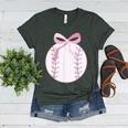 Coquette Baseball Mom Pink Bow Baseball Mama Women's Heather T-Shirt Heather Forest Coquette Baseball Mom Pink Bow Baseball Mama Women's Heather T-Shirt Heather Forest