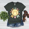Groovy Retro Floral Happy Smiling Face Baseball Mom Women's Heather T-Shirt Heather Forest Groovy Retro Floral Happy Smiling Face Baseball Mom Women's Heather T-Shirt Heather Forest