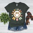 Happy Baseball Mom Groovy Retro Floral Smiling Face Women's Heather T-Shirt Heather Forest Happy Baseball Mom Groovy Retro Floral Smiling Face Women's Heather T-Shirt Heather Forest