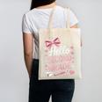Back To School Cute Pink Coquette Girls Hello Second Grade Canvas Tote Bag