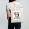 Back To School Hello 5th Grade Cute Messy Bun Tie Dye Girls Canvas Tote Bag