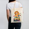 Back To School Lion School Bus 100 Days Of School Canvas Tote Bag
