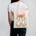 Baseball Girls Women Coquette Pink Bow Baseball Canvas Tote Bag